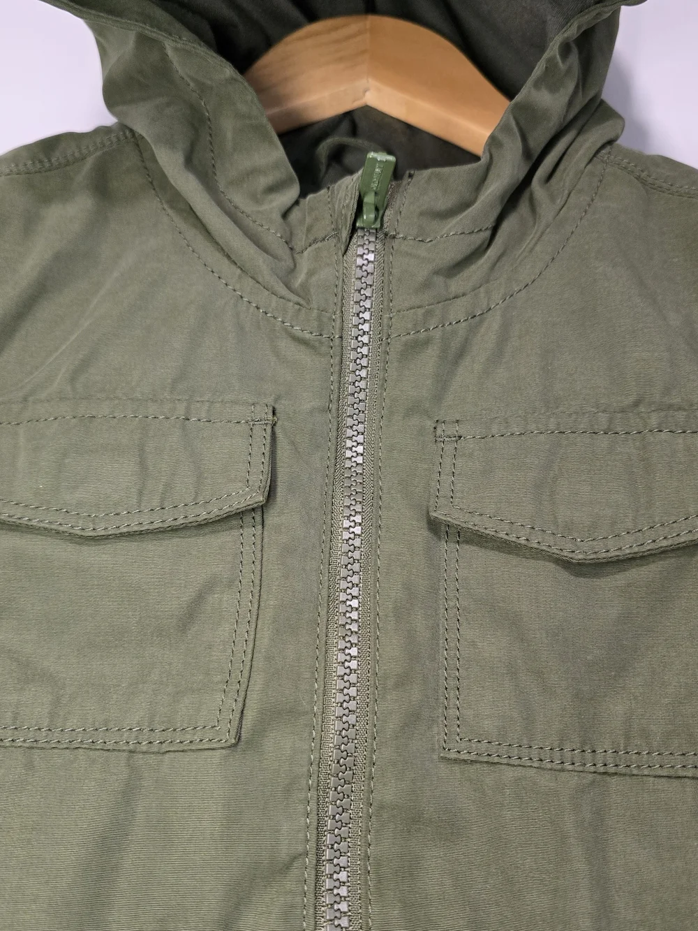 Kids Olive Green Hooded Fall Utility Jacket Back To School.